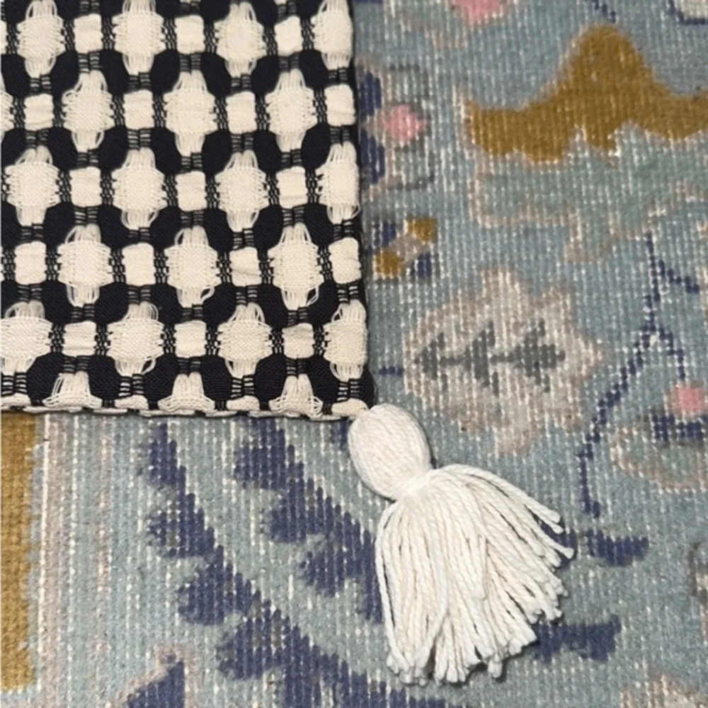 Crate & Barrel‎ Tahona Obsidian Textured Tassels Pillow Cover Sham 23
